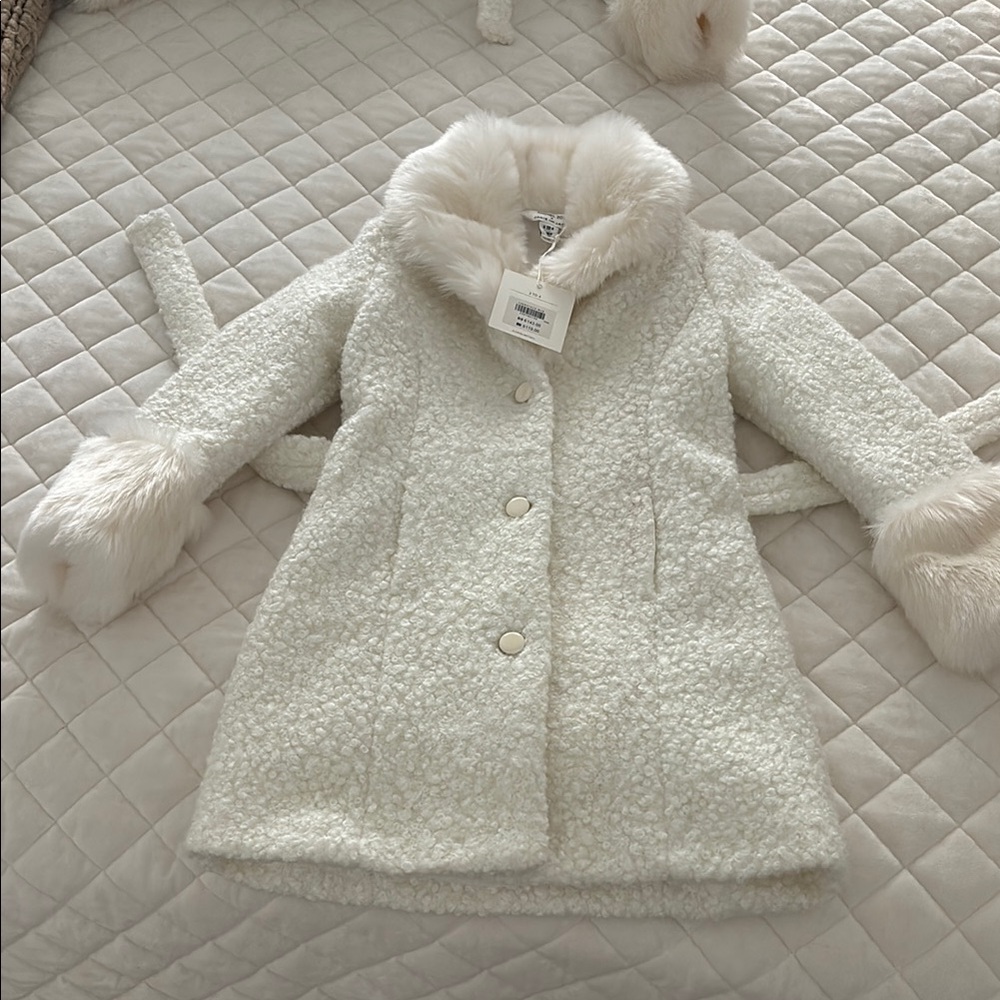 Rachel Zoe Cream Pea Coat Plush Sherpa